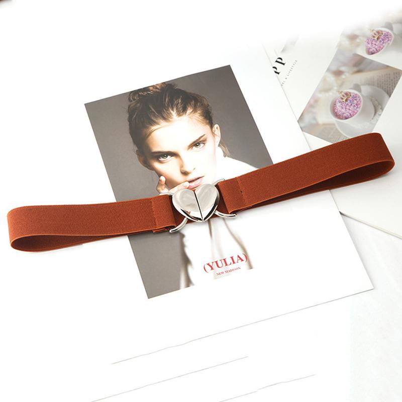 Elastische Gürtel Liebesherz Metallschnalle Taille Kleid Pullover Dekorative Taillenband