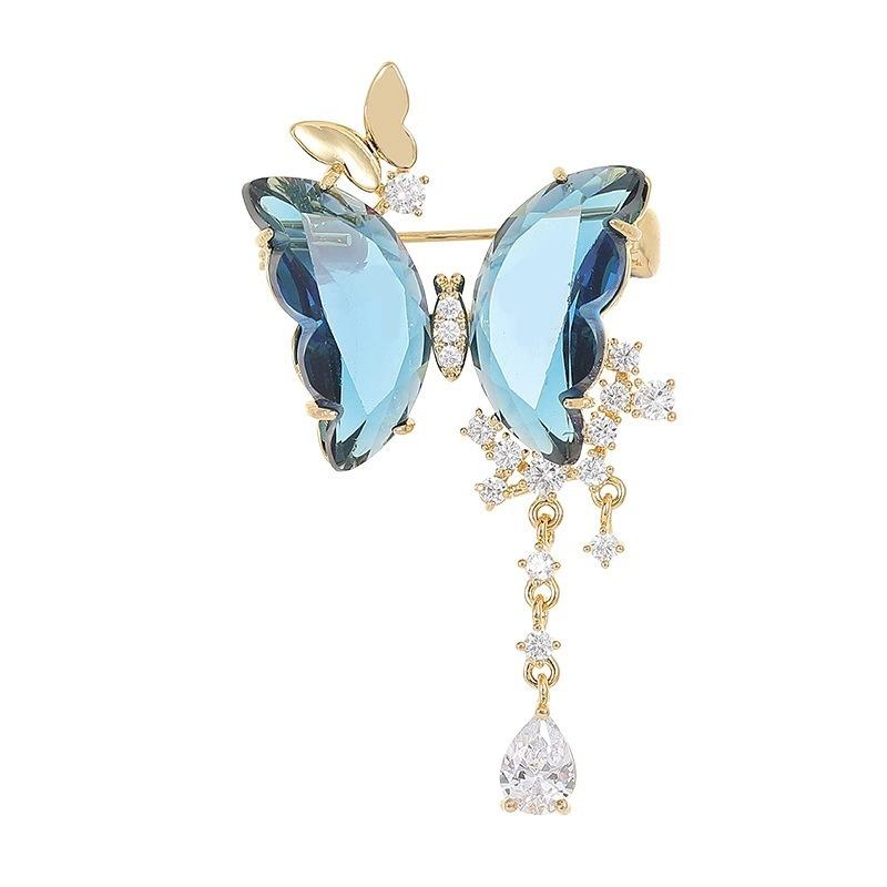 "Elegant Dance Brooch, High-end Women's Exquisite Butterfly Water Drop Tassel Brooch, Niche Design Sense Brooch.