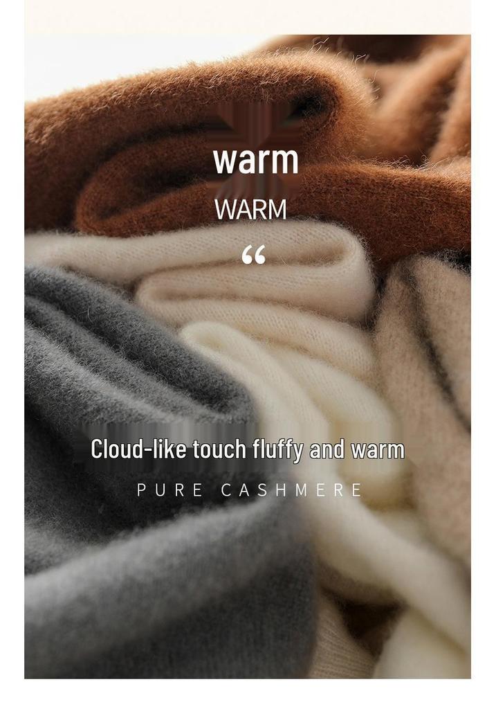 2024 Women's Autumn/Winter Cashmere Hooded Ribbed Sweater with Drawstring, 12 Gauge Knit