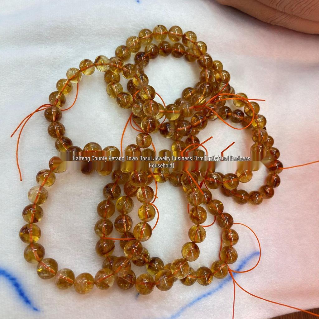 Deep Yellow Natural Citrine Crystal Bracelet - Fashion Jewelry for Men and Women