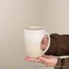 Vintage Handmade Double-Color Ceramic Mug - Large Capacity, Textured Pottery Cup for Coffee or Water