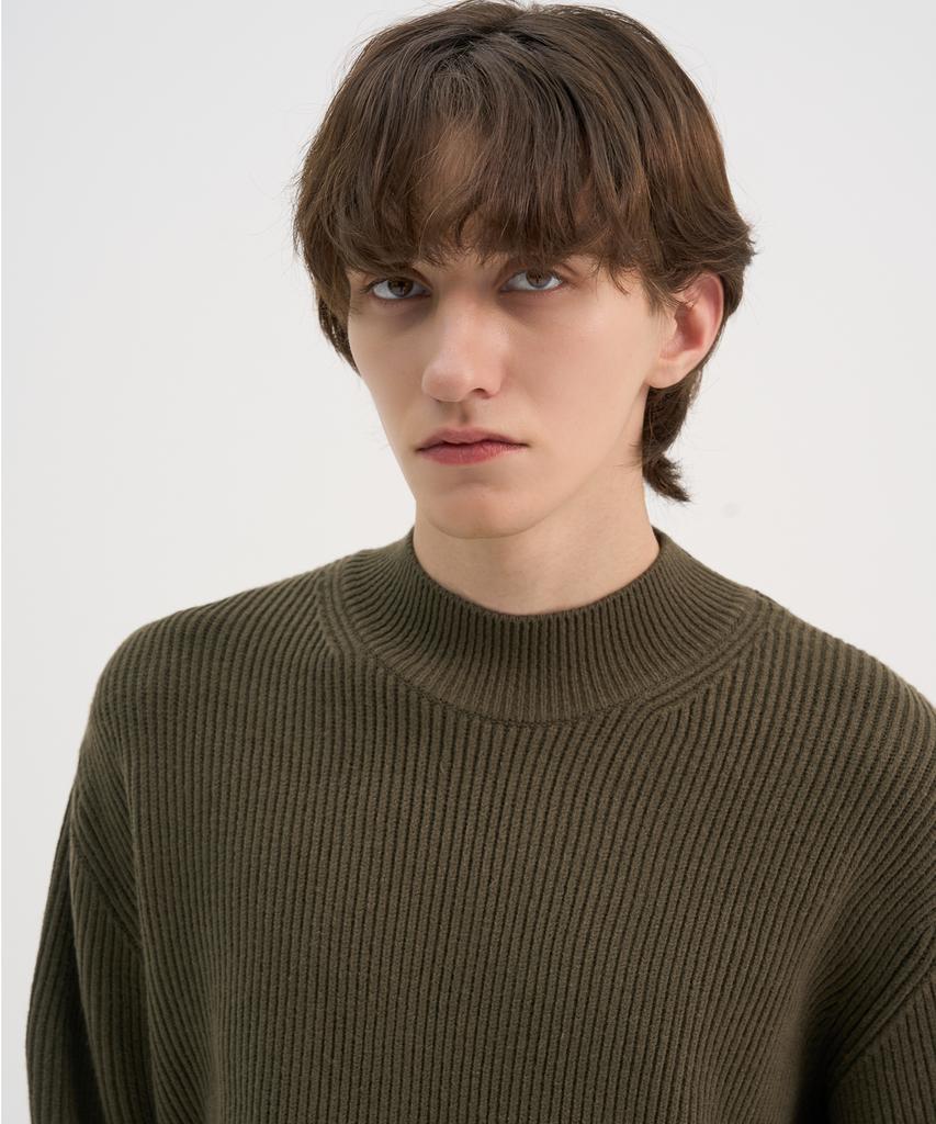 TRIP LE SENS Basic Mock Neck Over Knit (Man)_Khaki