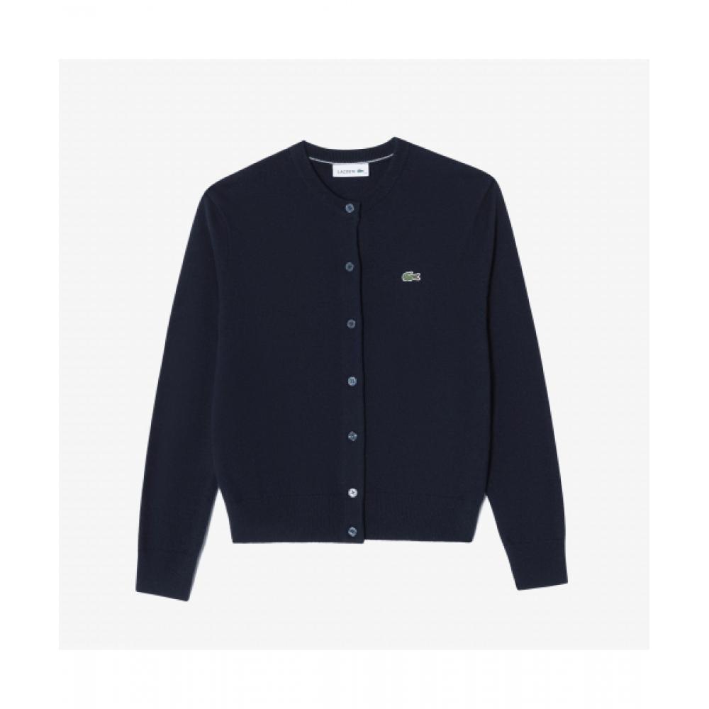 

LACOSTE Женский базовый кардиган с круглым вырезом [Темно-синий]