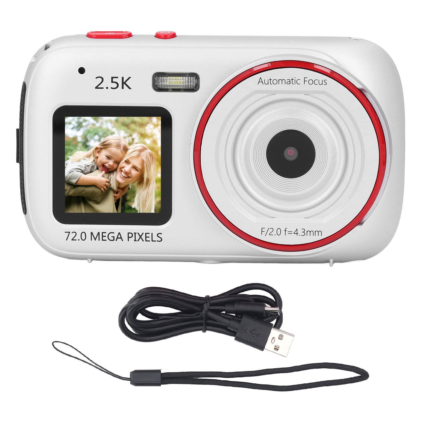 

Digital Camera 72MP 2.5K Dual Screen 16X Digital Zoom Autofocus Anti Shake Automatic Light срібний