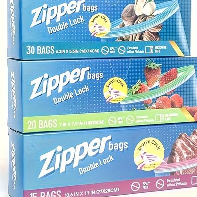Food Grade Sealable Fresh Keeping Bags Sturdy PE Storage Bags for Refrigerator 15/20/30 Pack Various Sizes Available