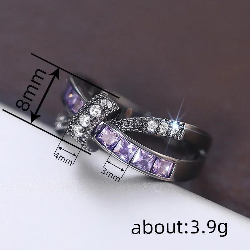 High-End Double-Layer Design Ring For Women Sweet Cool Black Purple Niche Personality Jewelry Accessory