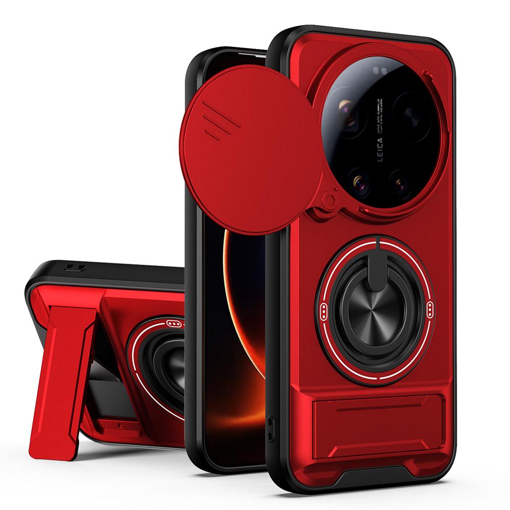 KEYSION Magnetic Phone Case for Xiaomi 17 Ultra 5G Slide Camera Lens Protection Upright Kickstand 360 Ring Shockproof Back Cover