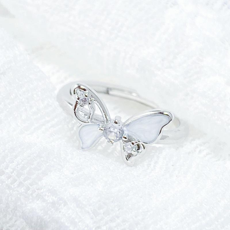 [Schmetterling Schatten Streamer] Schmetterling Emaille Tropföl Zir*****Pening Ring Nische Leichter Luxus High-End Gefühl Stapelring Frau
