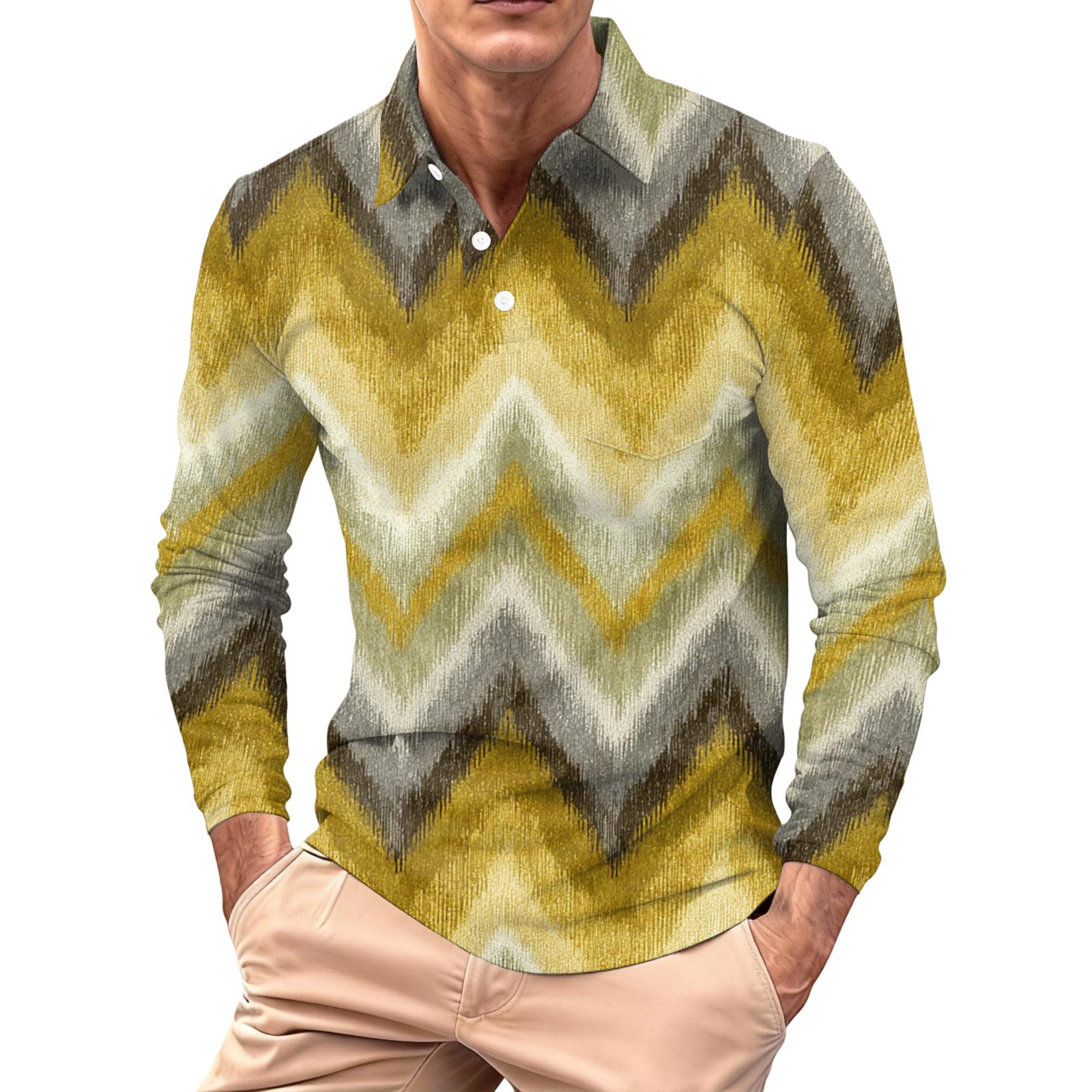 

Мужская повседневная рубашка с длинным рукавом, воротником, пуговицами и карманом XXL жёлтый