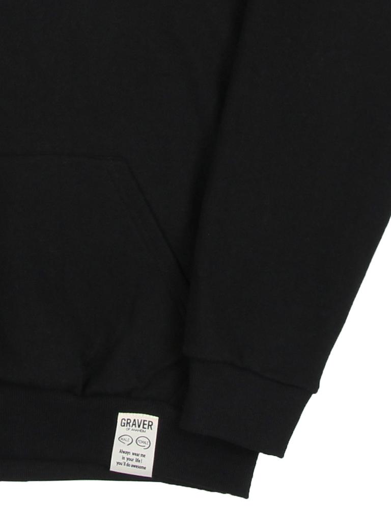 [Unisex] Spray Small Drawing Smile Hoodie_Black