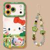 Grass cat mobile phone case with bracket for iphone17 Apple 16pm silicone 15 lanyard 14 cute 13 soft cover
