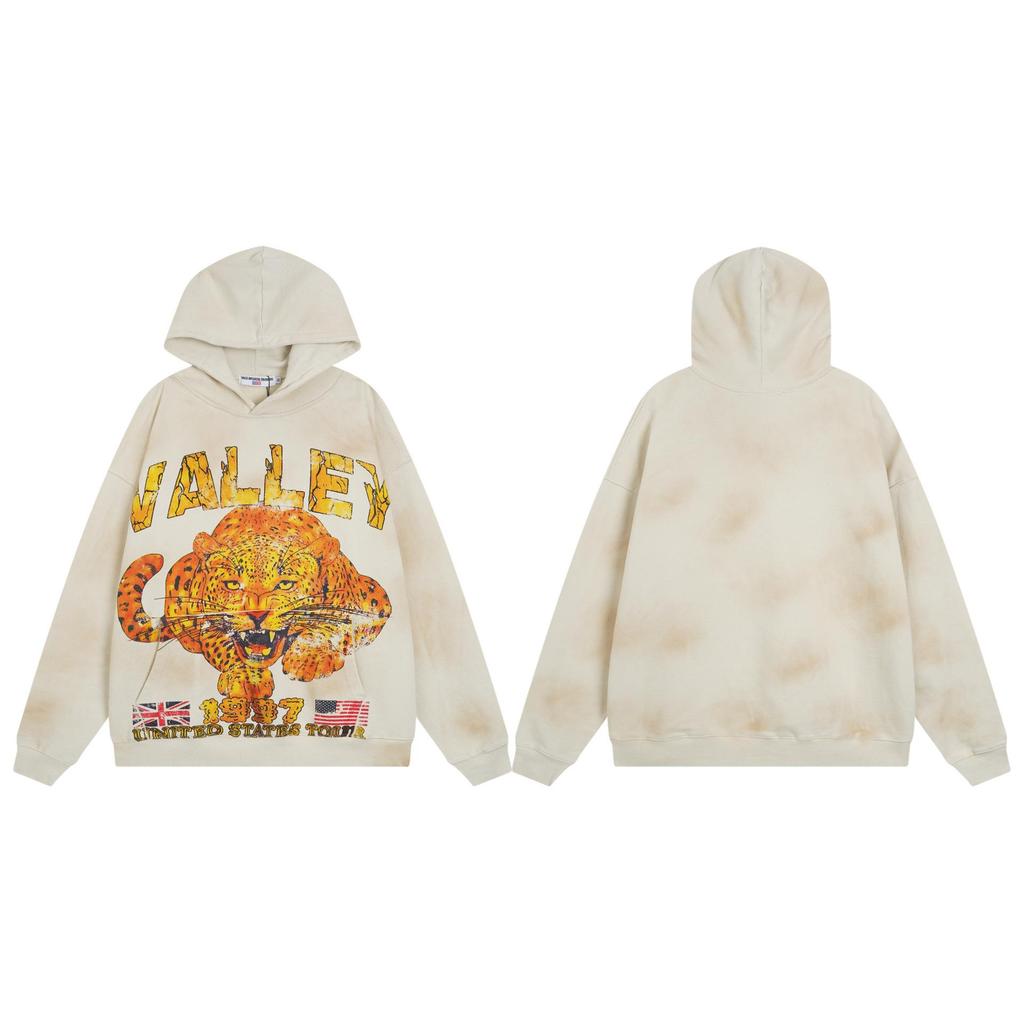 Trendy American Street Style Retro Distressed Letter Print Zipper Hooded Sweatshirt