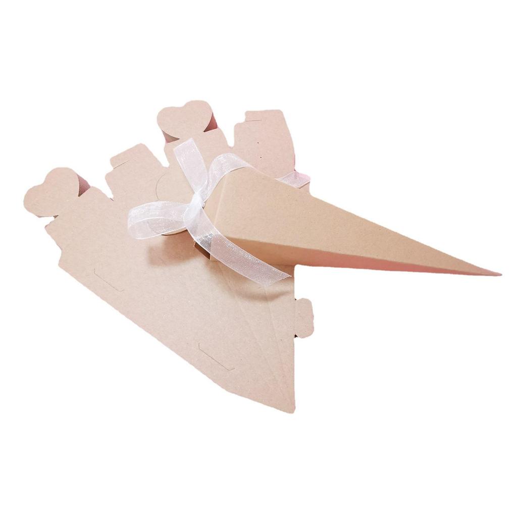 Caixa de Doces em Formato de Coração e Cone para Lembrancinhas de Casamento, Pequena Caixa de Presente, Design de Sorvete
