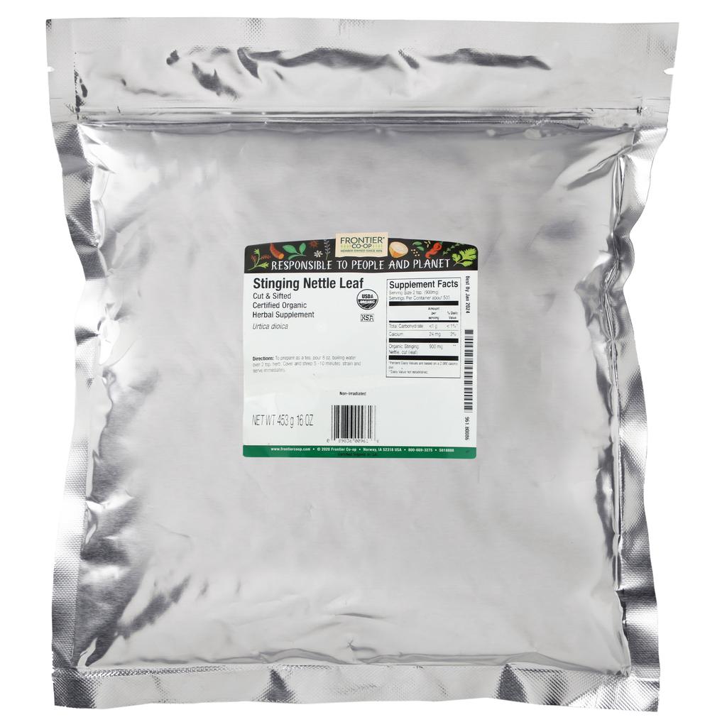 Frontier Co-op Organic Nettle Leaf, Strained & Cut, 453G (16Oz)