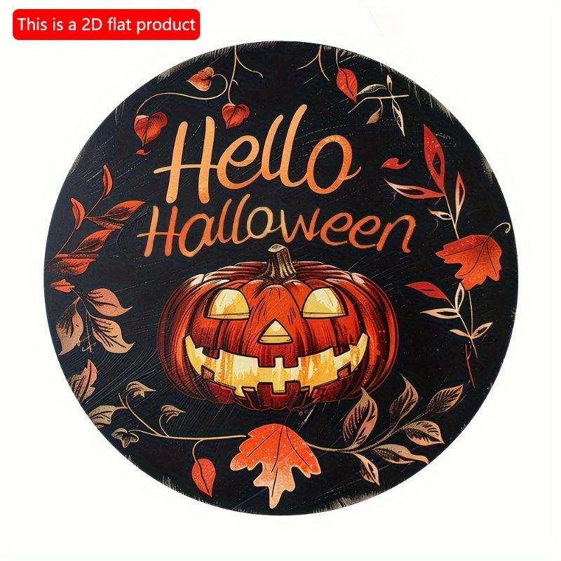 2d Flat 20*20cm, Halloween Home Decoration, Halloween Horror Pumpkin, Circular Wooden Logo, Creative Decoration, for Home, Kitchen, Garden, Bedroom
