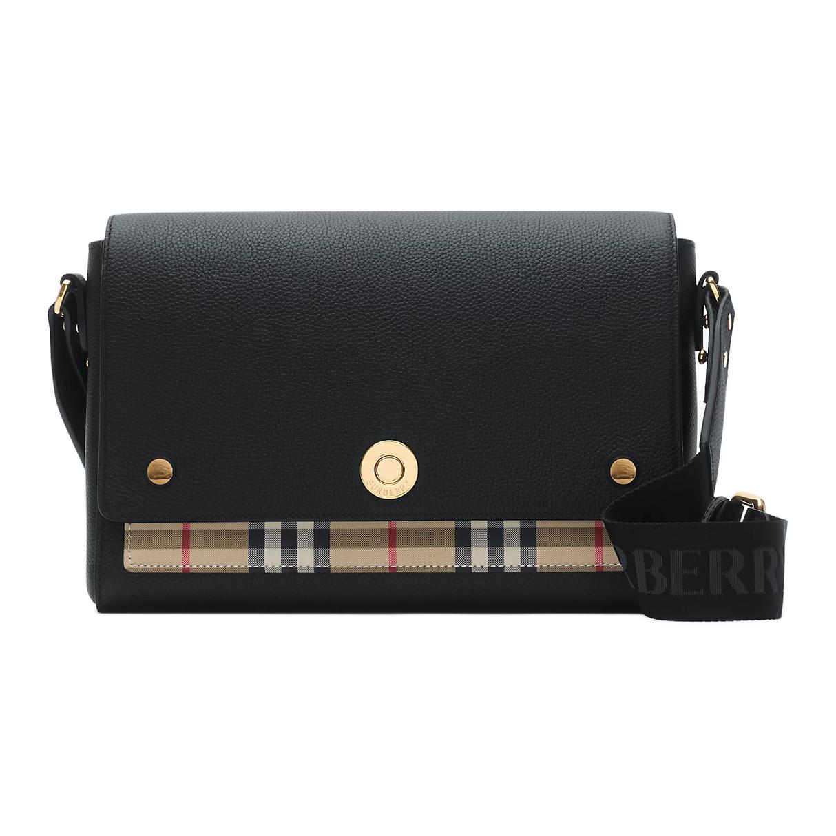 

Burberry Vintage Check Leather Messenger Bag, Hardware Adjustable Strap Crossbody Handbag for Men & Women, Daily Commute & Business Use 81170371 Basic Set (Bag+Dust Bag)