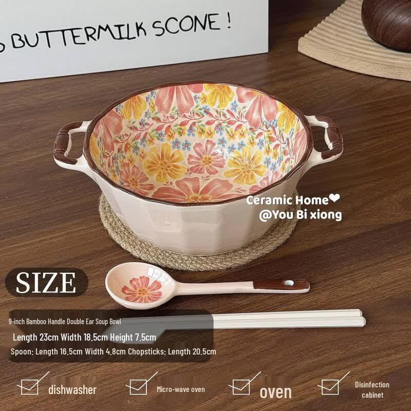 Yuzu Dandelion Ceramic Handle Bowl