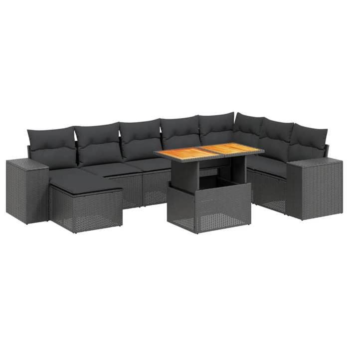 VidaXL Garden Lounge Set with Cushions 9 Pcs, Patio Sofas, Patio Furniture Set, Outdoor Furniture, Black 3272770