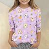 Kinder Tierdruck Rundhals Dreiviertelarm Lässiges T-Shirt Weicher Bequemer Stoff Geeignet für den Alltag und Spielzeit