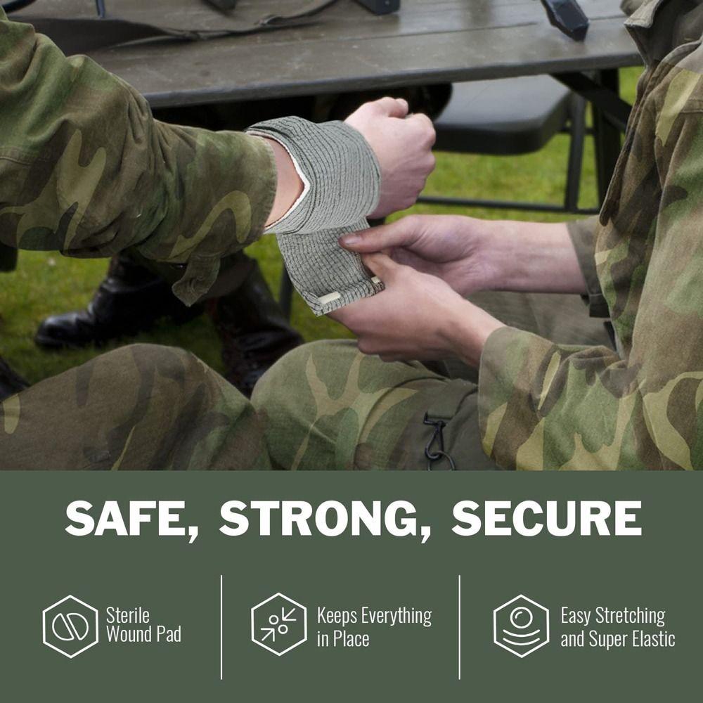 Green Stripe Pressure Trauma First Emergency Kit Quick Clotting Gauze Pressure Bandage  Blood Stop