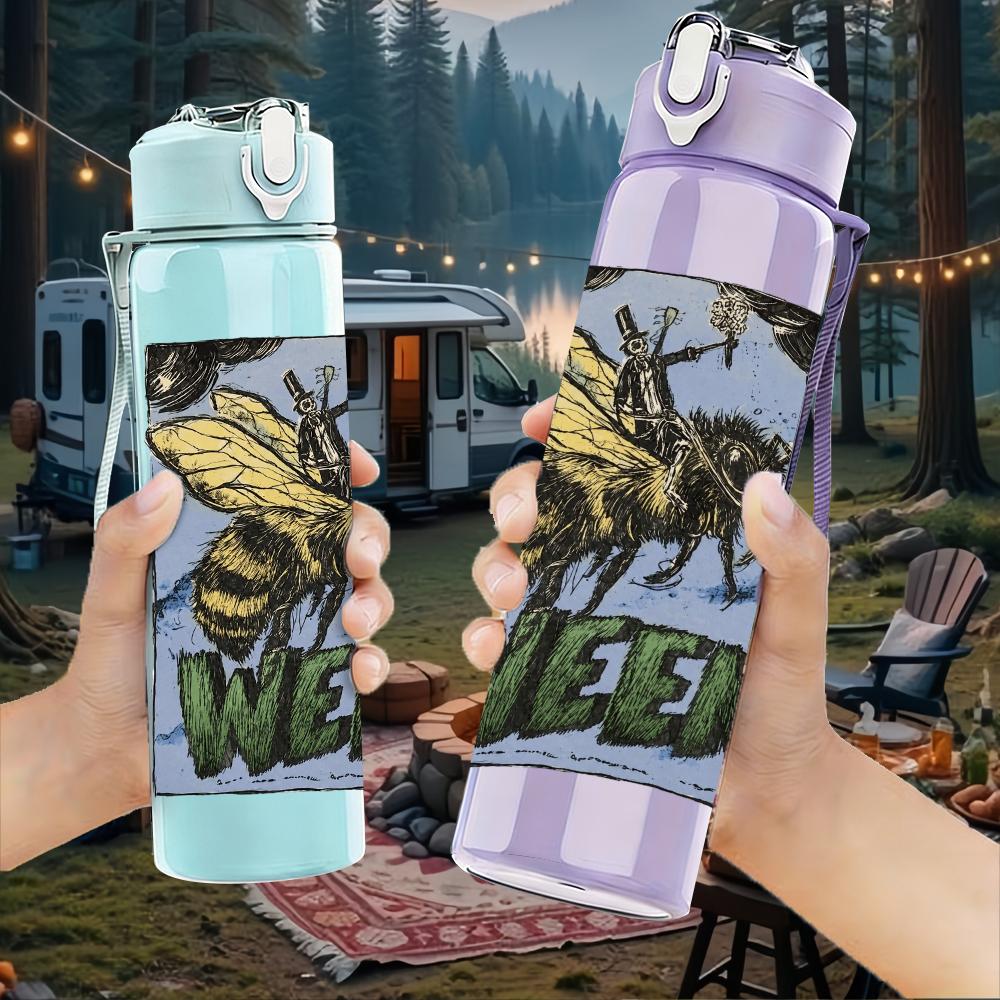 1PC Bee Wasp Insect Vintage Grunge Print 750ml Portable Sports Water Bottle Leakproof Gym Outdoor Travel Drink Cup