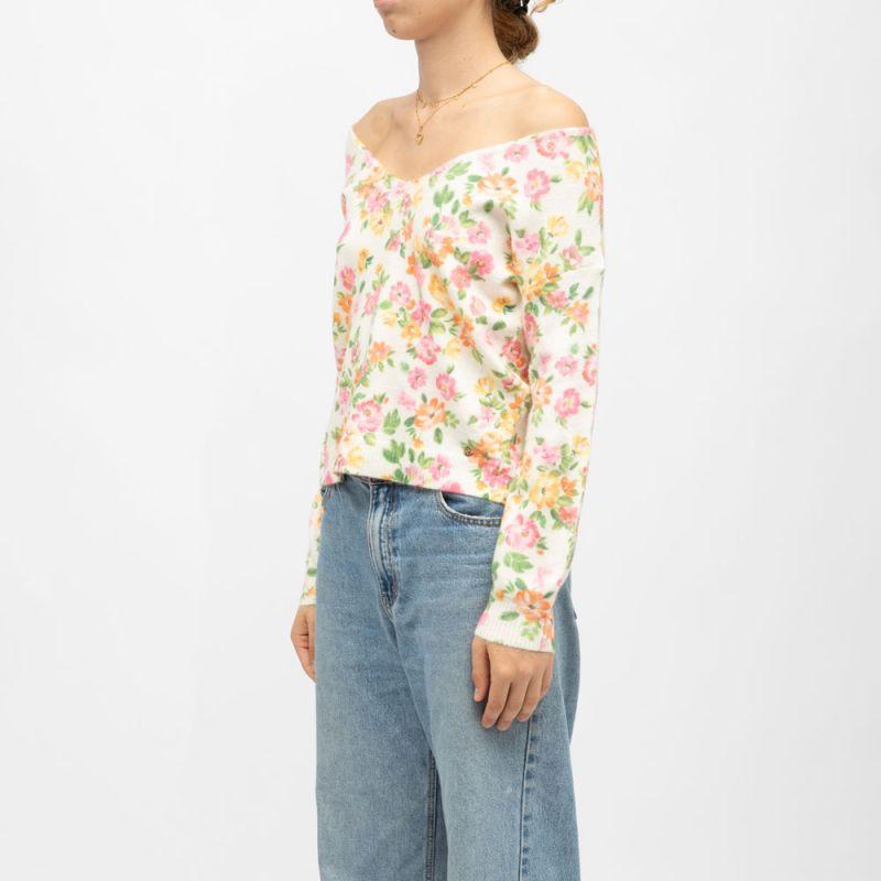 Pull maille margot à fleurs col large Femme LA PETITE ETOILE