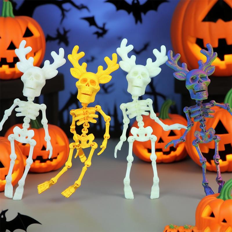 3D Printed Skull Magnetic Refrigerator Sticker Halloween Figures Movable Joints Creative Desk Decoration Home Accessories