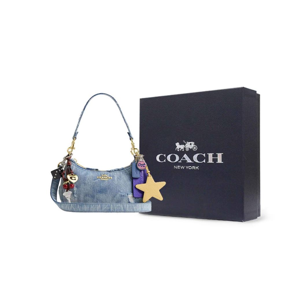 Coach Identyfikacja Logo Teri z Wisiorkiem Gwiazdy Jeansowa Torba na Ramię Damska torba na ramię Jasny Indygo CDY76-IMNIM