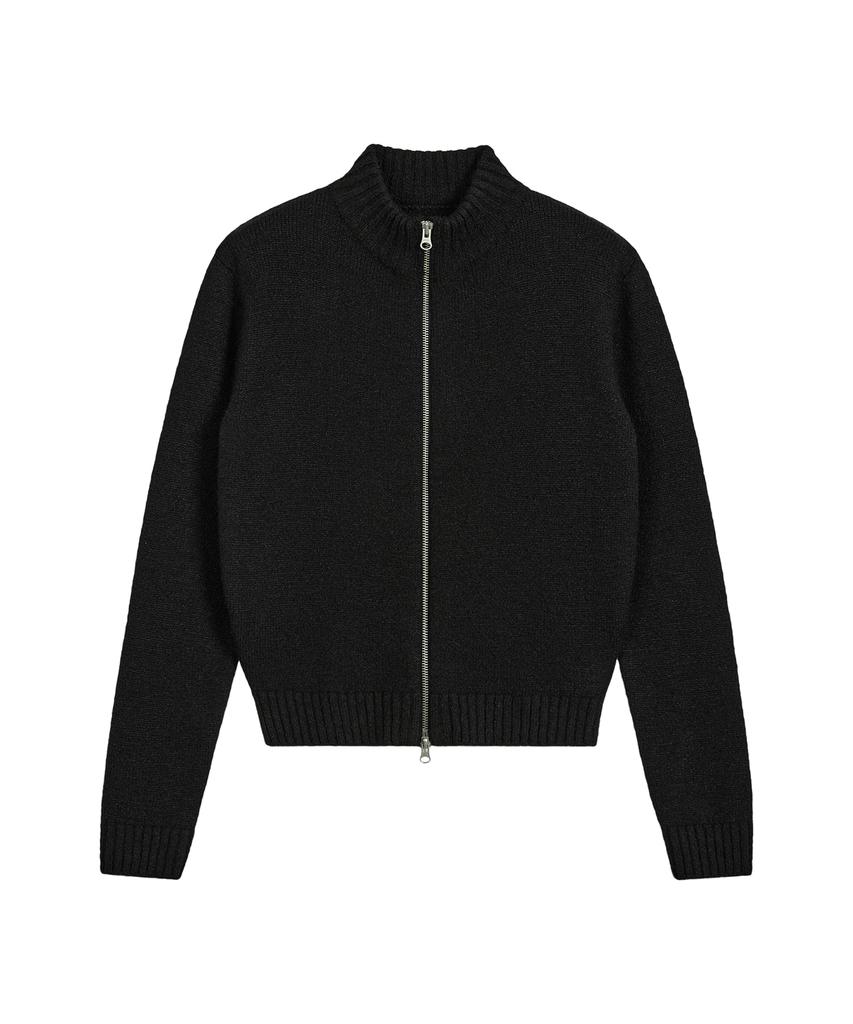 Imiseu (W) Heart Logo Zip Cardigan-Black