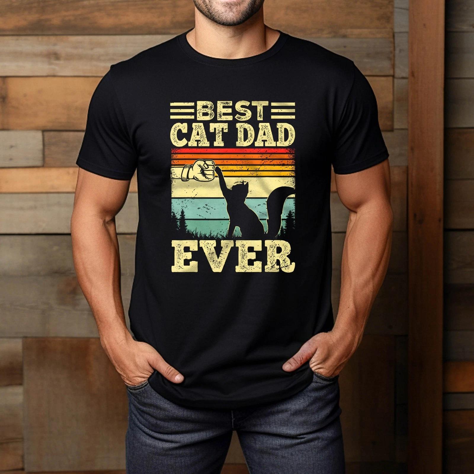 Cat Shirt For Men Best Cat Dad Ever Funny Cat Lover T-Shirt S