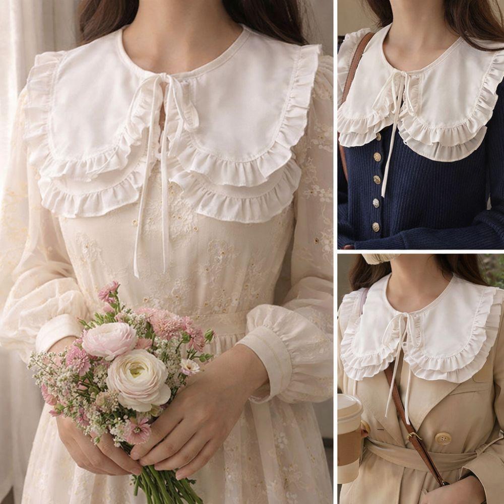 Large Lapel Women False Collar Half Shirt Style Double Layer Collar Detachable Collar  Sweater