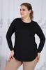 Women's Big Size Blouse Black Plain Long Sleeve Blouse G053W1