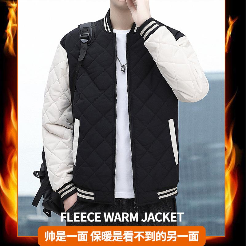 

New Spring and Autumn Tooling Jacket Men s Trend Loose Boys Winter Clothing Thickened Padded Jacket Cotton Clothes Jacket M чорний
