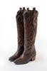 Women Modern Stylish Fashion Boots Faux Leather Suede Black Leather Embroidered Medieval Cowboy Long Boots