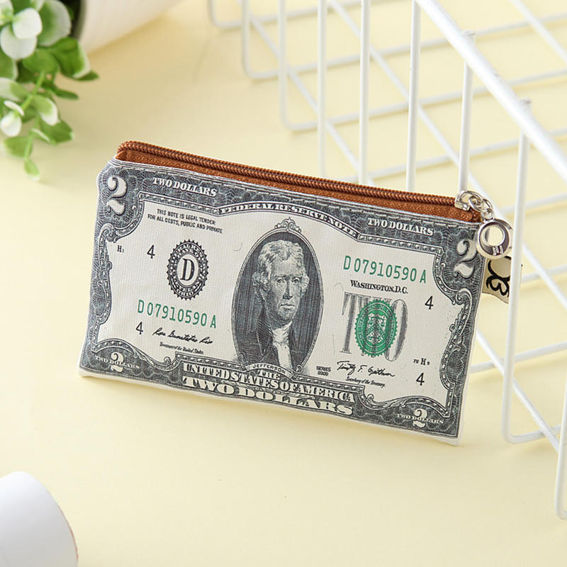 

1PC Cute US Dollar Wallet For Men and Women PU Money Bag Novelty Gift Teens Student Purse Women Male Coin Pouch New Zipper Style