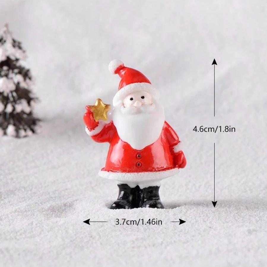Mini Christmas Figurines Cute Snowman,Santa & Reindeer Design Desktop Ornaments Small Resin Decor for Xmas Tree, Home&Party Gift