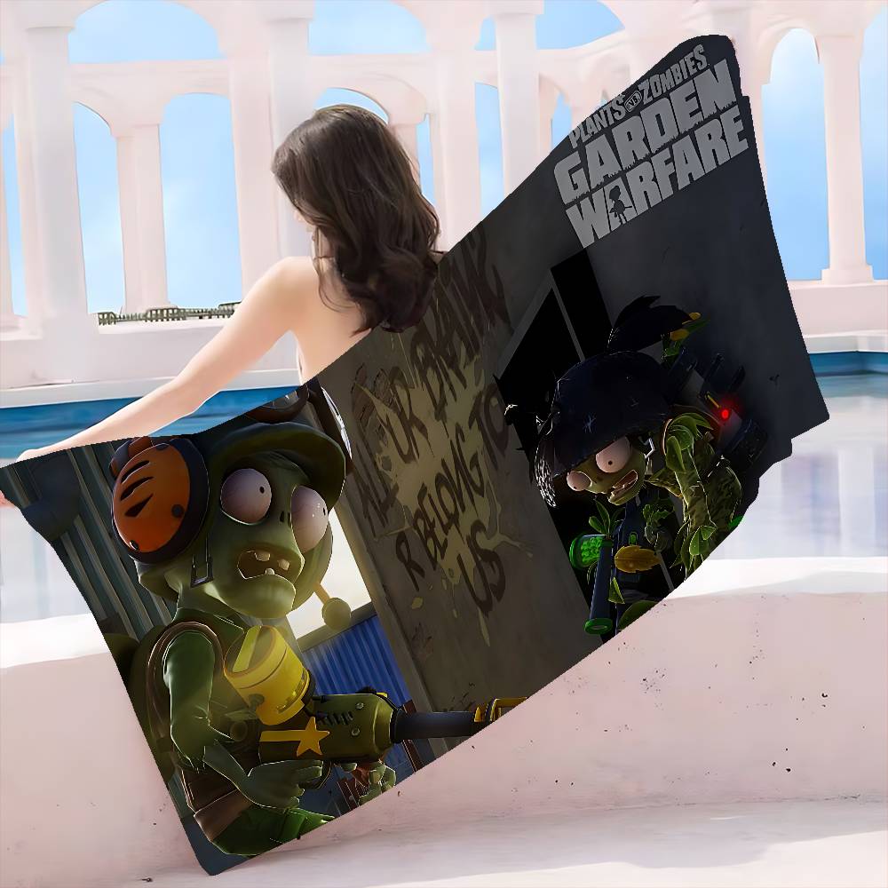 Classic Game P-Plants Vs Z-Zombies Beach Towel Bath Towels for Girl Microfiber Quick Dry Custom Sand Free Beach Spa Gym Pool