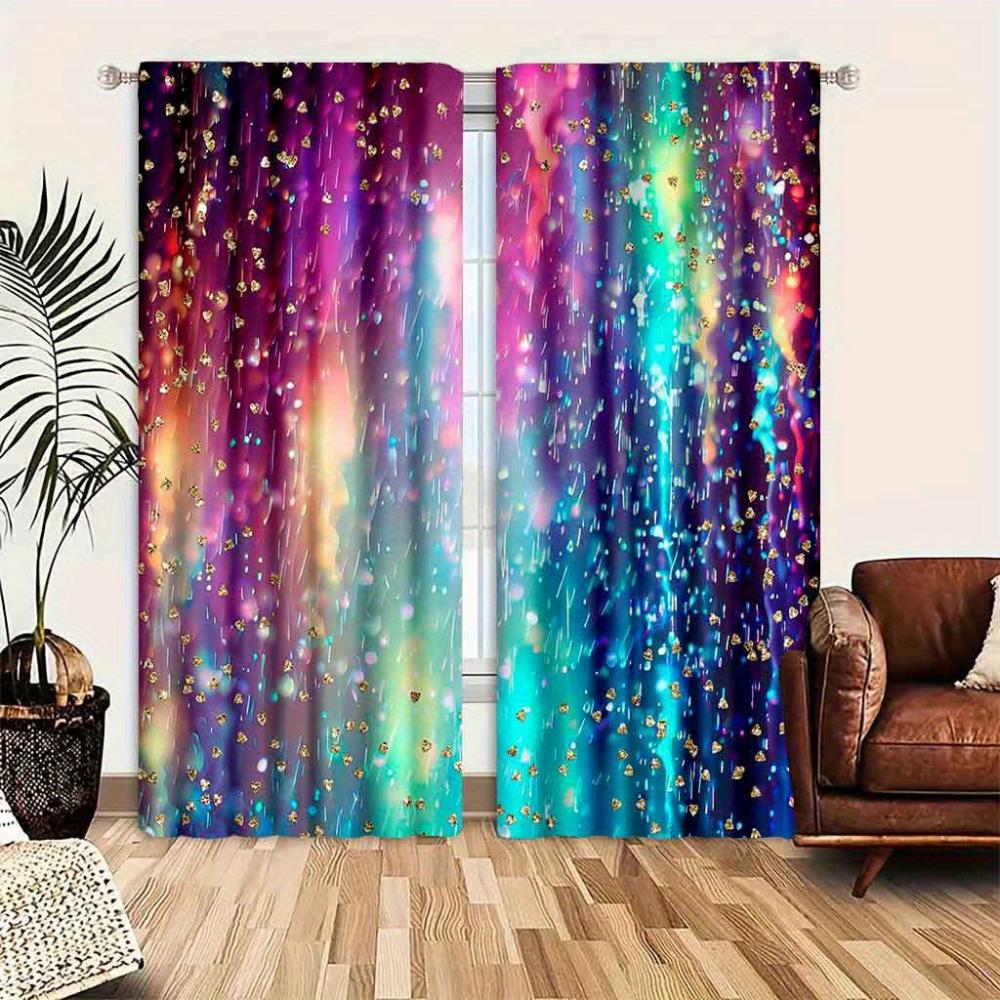 2 kusy Geometrický vzor Barevné Duhové Závěsy Tištěné pro Obývací Pokoj Kuchyň Ložnici Jídelnu Okno Domácí Dekorace