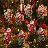 8/10Pcs Christmas Wooden Bicycle Santa Claus 2D Flat Wooden Pendant Christmas Tree Decoration Perfect Holiday Gift Decor