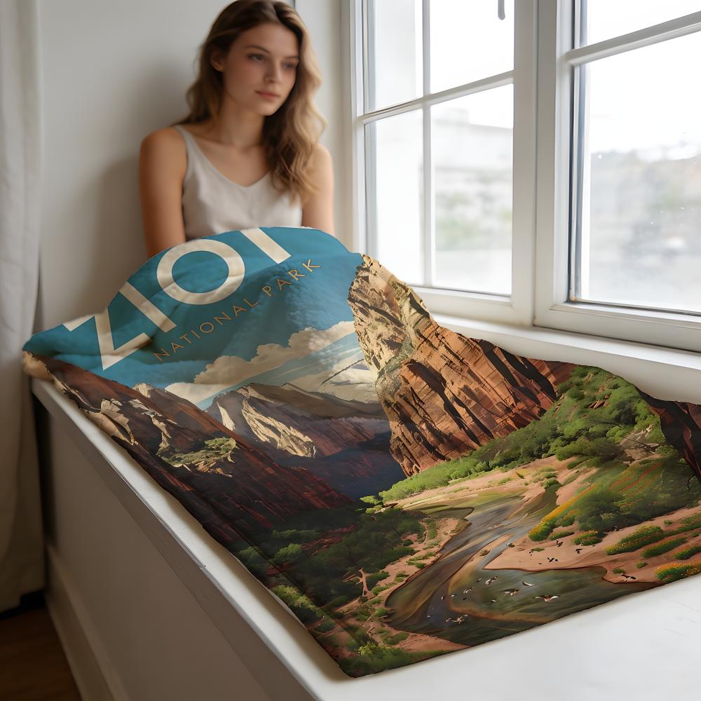 Zion National Park Throw High-Density Short Plush Blanket Soft For Sofa Air-Con Room.