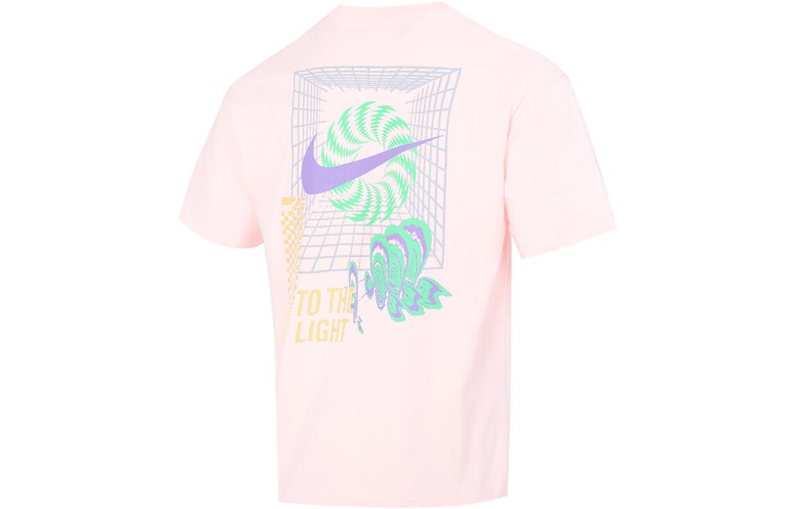 Nike T Shirts Men s Pink Crew Neck Moderate Straight Fit FB9787-686 S