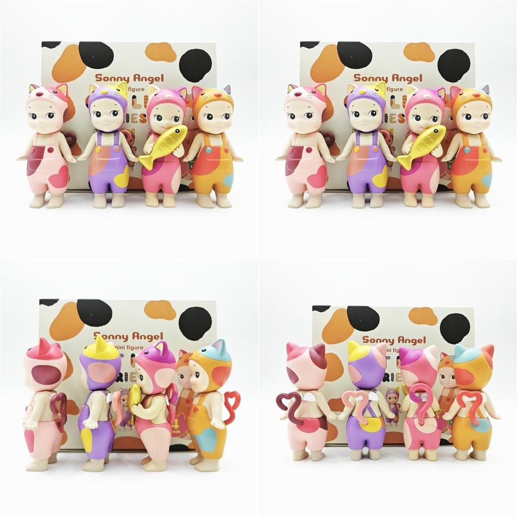 Angel Playful Cat Figurine Set With Goldfish Pvc Blind Box Toys For Creative Decoration Ideas