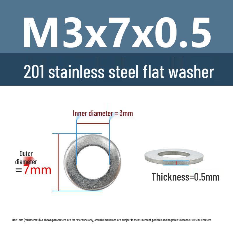 Yigu Oversized Thickened 201 Stainless Steel Flat Washers for M3, M4, M5 Industrial Use