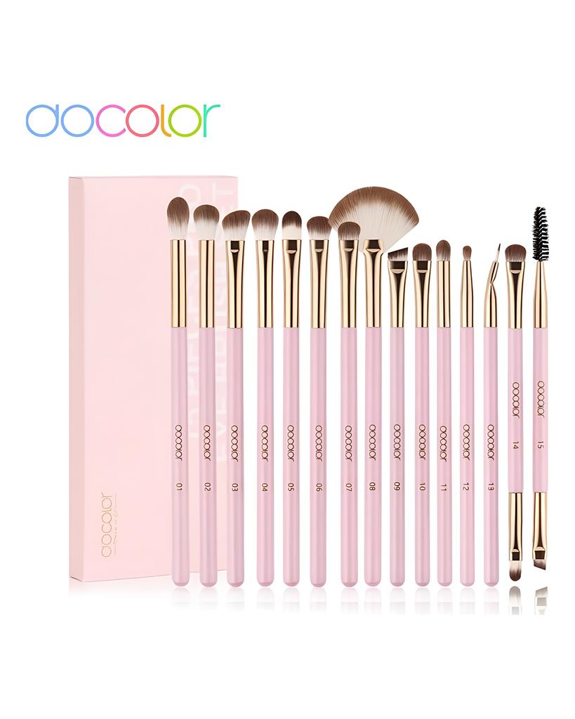 Docolor Make-Up Pinsel Set 15Pcs Professionelle Augenbraue Make-Up Pinsel Augenbraue Eyeliner Pinsel Set