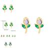 Floral Tulip Stud Earrings For Women Copper Glass Spring Fashion Jewelry