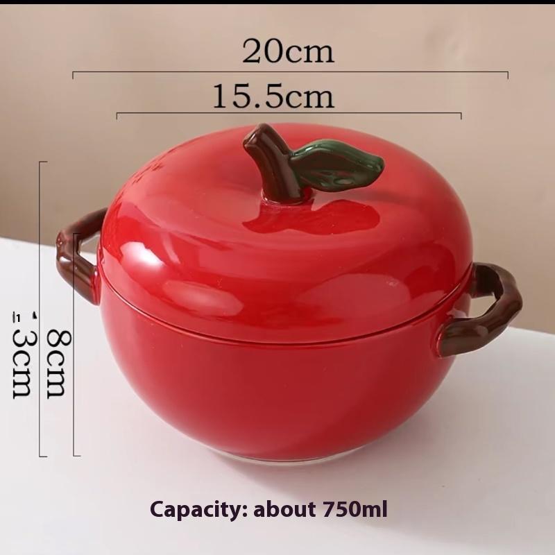 Расписанный вручную подглазурной краской керамический горшок для томатов, креативный, двуручный, милый маленький молочник, противоожоговый горшок для быстрого приготовления лапши