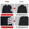 Unisex College Style Cotton Yarn-Dyed Casual Cardigan Jacket