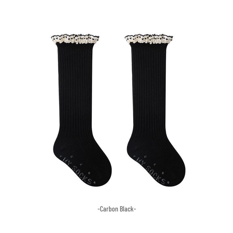 2024 Autumn Girls' Lace Calf Socks - Retro Forest Style Princess Socks