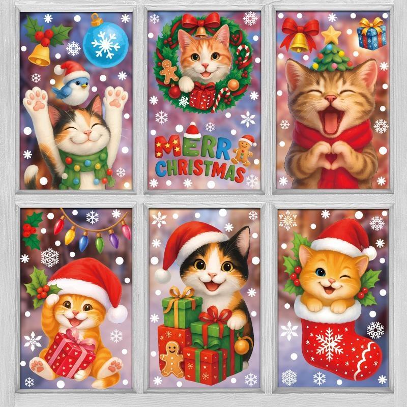6 Pcs Christmas Window Stickers Wall Sticker Kids Room Wall Decals Merry Christmas Decorations For Home New Year Stickers