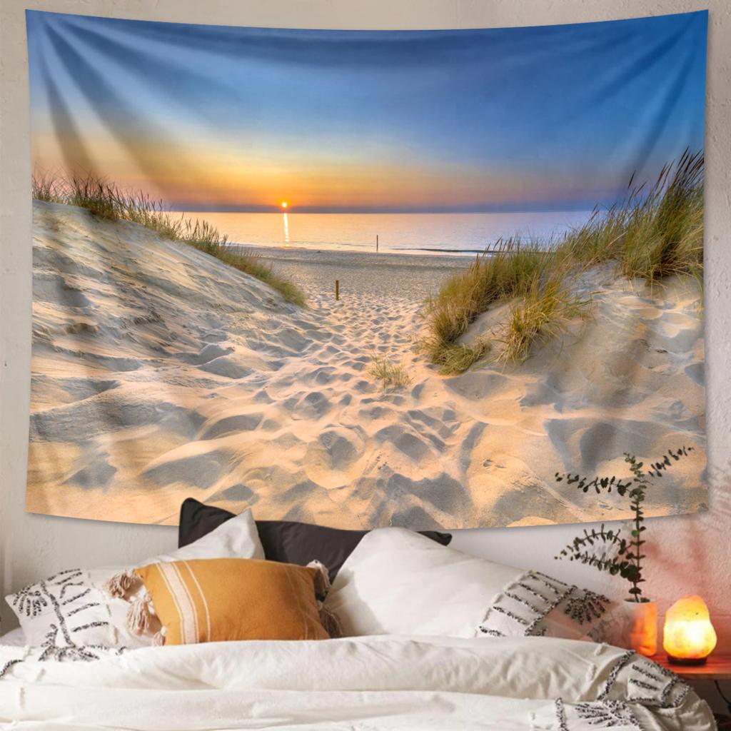 1pc Beach Coconut Tree Tapestry, Seaside Beach Natural Landscape Tapestry, Blue Sky Ocean Home Decoration Tapestry